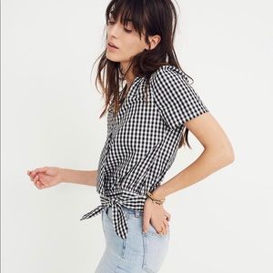NWT Madewell Short-Sleeve Wrap Top in Gingham